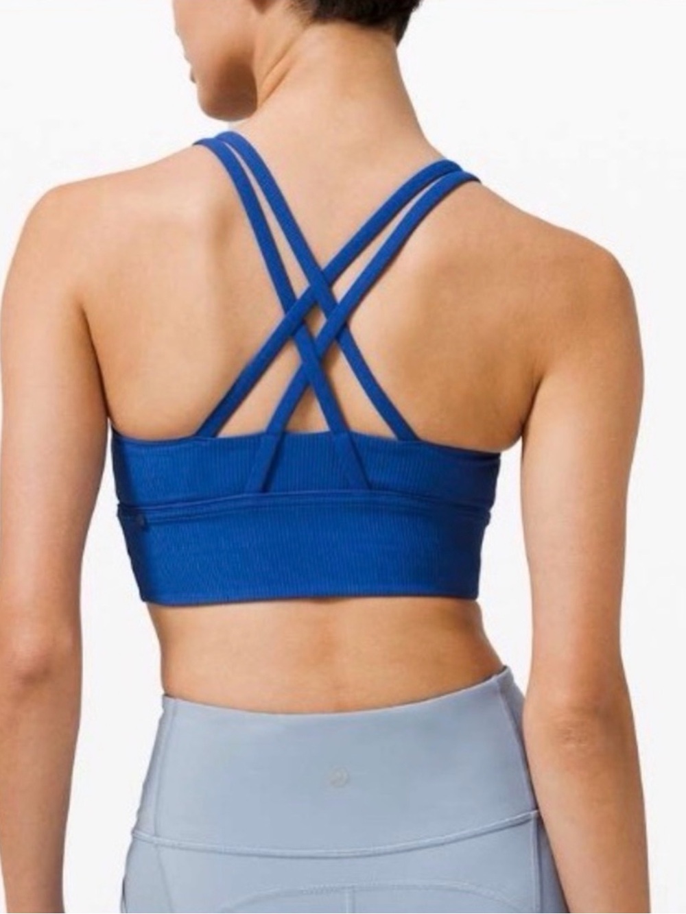 Lululemon Energy longline ribbed bra in the color Regatta Blue Size 2